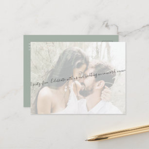 Cartão Postal De Anúncio Elegante Casal Foto Save our Date Sage Casamento