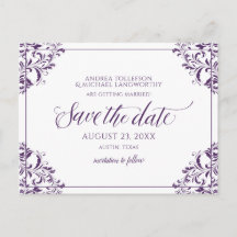 Elegante Casamento Salve a Data Vintage Ameixa
