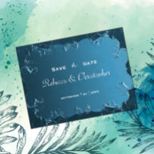 Elegante Casamento Teal Salve a Data