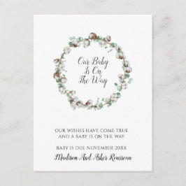 Cartão Postal De Anúncio Elegante Cotton Greenery Frame Pregnancy