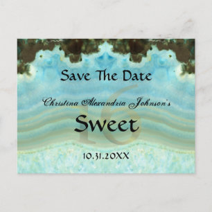 Cartão Postal De Anúncio Elegante Crystal Blue Sweet 16 Salve A Data