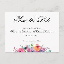 Cartão Postal De Anúncio Elegante Floral de Aquarela para Casamento Save th