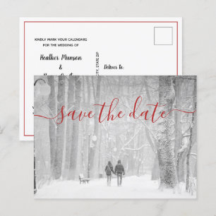 Cartão Postal De Anúncio Elegante Foto de Casamento Moderna Save the Date