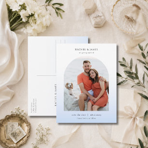 Cartão Postal De Anúncio Elegante Foto Minimalista de Casamento Salve a Dat