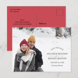 Cartão Postal De Anúncio Elegante Foto Simples Moderno de Casamento Salve a