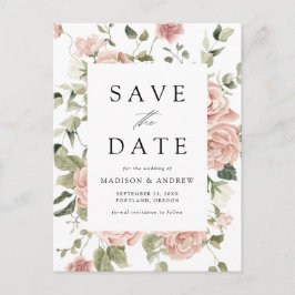Cartão Postal De Anúncio Elegante Jardim de Rosas Cor-de-Rosa Casamento Sal