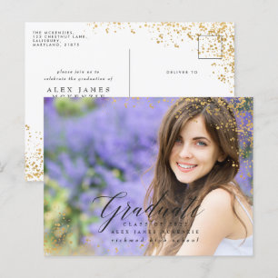 Cartão Postal De Anúncio Elegante moderno dourado abstracto manchado gradua