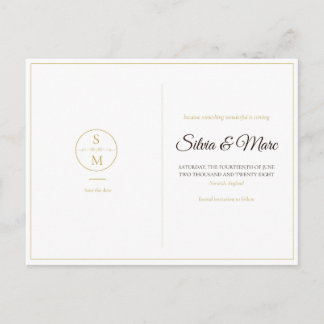 Cartão Postal De Anúncio Elegante Monograma Minimalista Casamento Salve a D