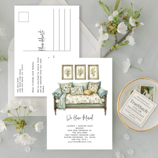 Cartão Postal De Anúncio Elegante Movimentamos Aquarela Floral (Criador carregado)