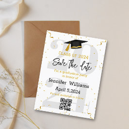 Cartão Postal De Anúncio elegante salvar data qr code graduação 2026