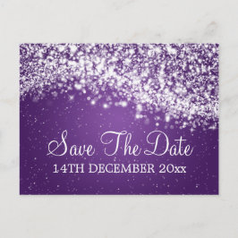 Cartão Postal De Anúncio Elegante Salve A Data Que Espalha A Onda Roxo