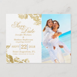 Cartão Postal De Anúncio Elegante Simples Rosa Floral Moderna Dourada Salva