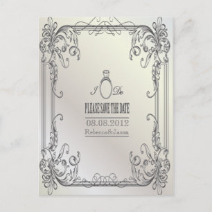 Cartão Postal De Anúncio elegantes redemoinhos salvar a data do casamento m