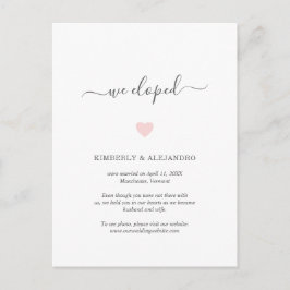 Cartão Postal De Anúncio Elopemento de Casamento Coração Rosa Bonito