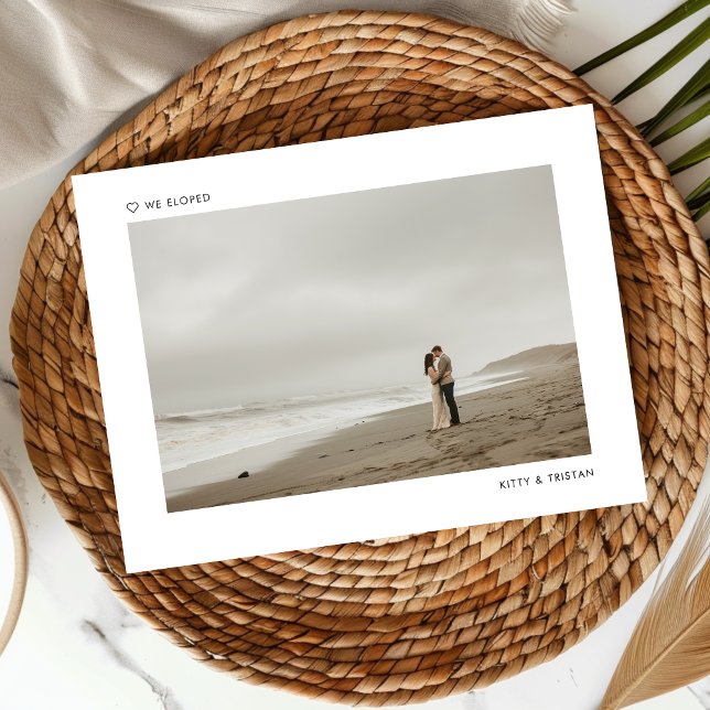 Cartão Postal De Anúncio Elopemento de Recem casados de Fotografia Minimali (Criador carregado)