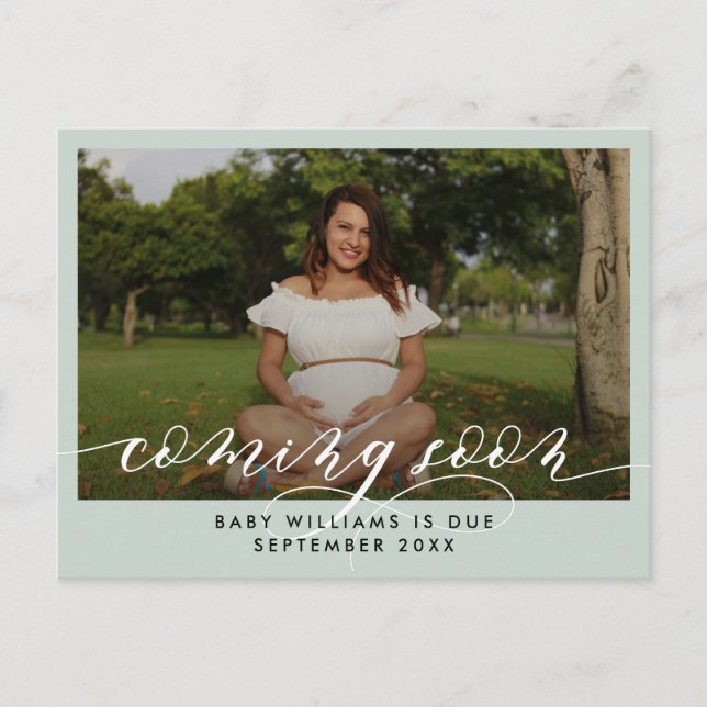 Cartão Postal De Anúncio Em Breve Gravidez Fotográfica (Frente)