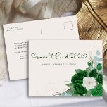 Cartão Postal De Anúncio Emerald Green e Ivory Rosa Floral salvem a data<br><div class="desc">Floral Salve o Cartão-Postal de Data para personalizar para qualquer ocasião. A design tem rosas em verde esmeralda e marfim com confete de ouro, folhagem e folhas de eucalipto. Salve a data que está marcada com amor, o coração floresce. Coordenar convites para quinceanera, papelaria e decoração de festas está disponível...</div>