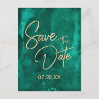 Emerald Verde Aquarela & Dourado Salve a Data