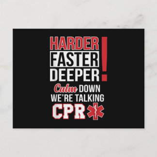 Cartão Postal De Anúncio EMS Harder Faster Deeper CPR EMT Medic Nurse