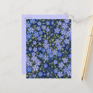 Cartão Postal De Anúncio Encantadoras Flores de Vinca Espalhadas Azul Profu