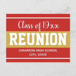 Cartão Postal De Anúncio Encontro da Turma Escolar Salve a Data Vermelho