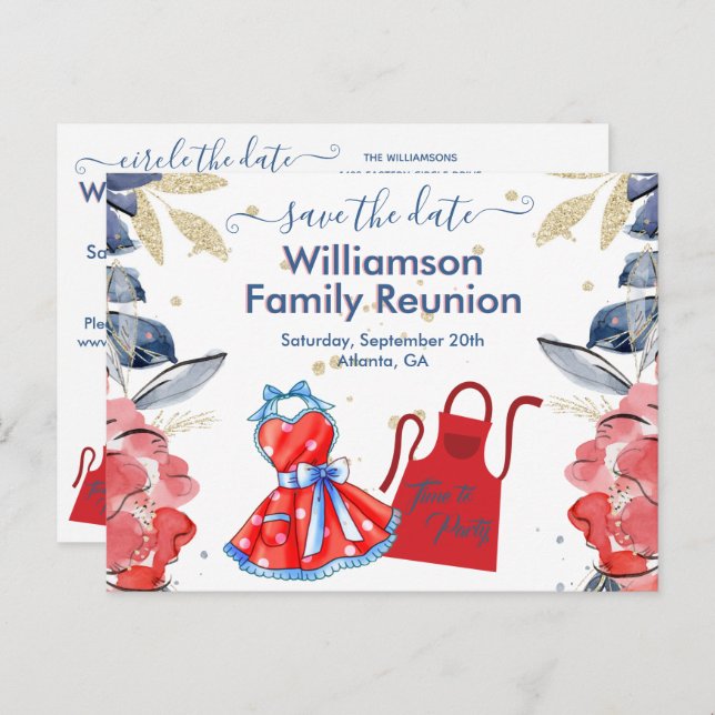 Cartão Postal De Anúncio Encontro Familiar Salve a Data Churrasco Código QR (Frente/Verso)