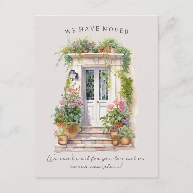 Cartão Postal De Anúncio Endereço novo da porta frontal da rosa claro Water (Frente)