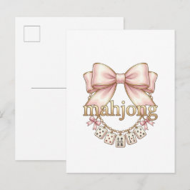 Cartão Postal De Anúncio Enfeite de Mahjong Rosa Fofa e Sedutora para Mulhe
