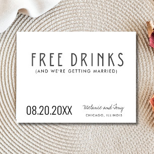 Cartão Postal De Anúncio Engraçado Bebidas Gratuitas Foto Casamento Salve 