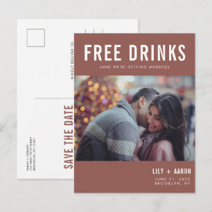 Cartão Postal De Anúncio Engraçado Bebidas Gratuitas Foto de Ferrugem de C