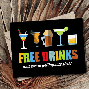 Cartão Postal De Anúncio Engraçado Bebidas Livres Salvem as Datas