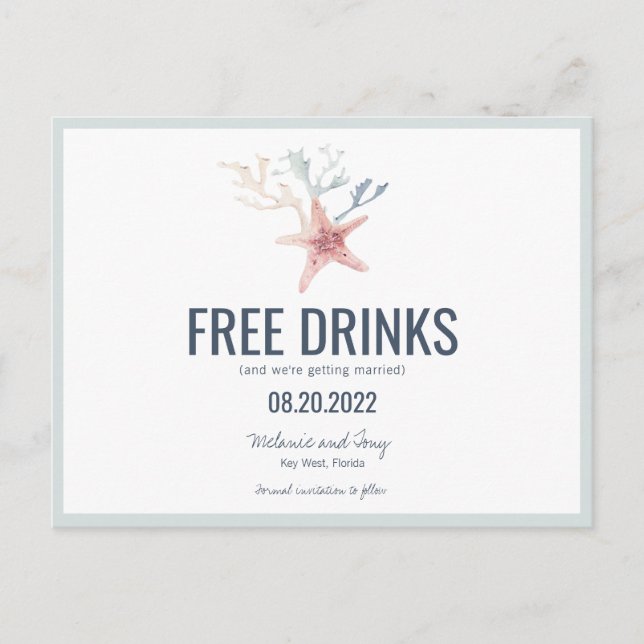 Cartão Postal De Anúncio Engraçado Casamento da Praia Costeira Salvem as Da (Frente)