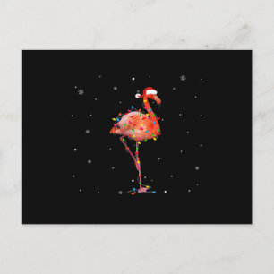 Cartão Postal De Anúncio Engraçado Flamingo Natal Leve Roupa Bonito Xmas