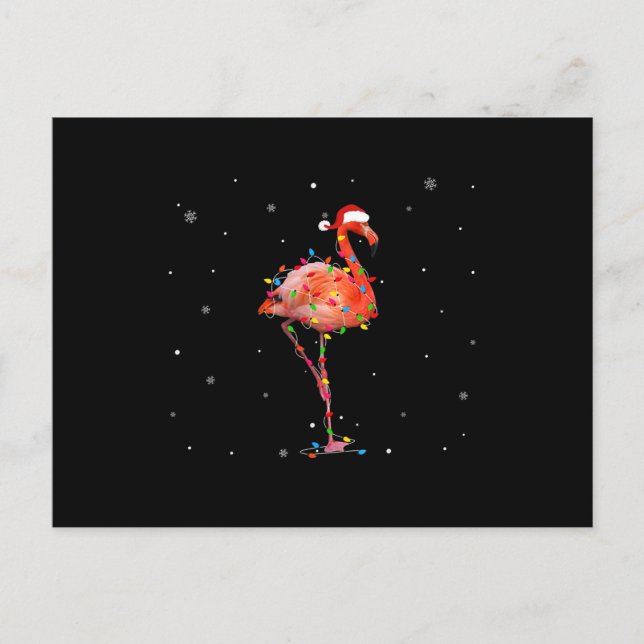 Cartão Postal De Anúncio Engraçado Flamingo Natal Leve Roupa Bonito Xmas (Frente)