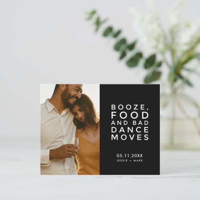 Cartão Postal De Anúncio Engraçado Má Dança Move Casamento Salve a Data (Em pé/Frente)