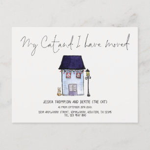 Cartão Postal De Anúncio Engraçado Meu Gato e eu movemos um novo endereço