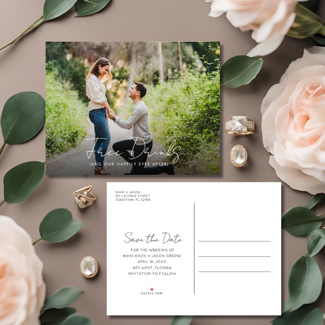 Cartão Postal De Anúncio Engraçado Orçamento de Casamento Fotográfico Salva (Funny Photo Wedding Budget Save the Date Announcement Postcard)