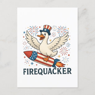 Cartão Postal De Anúncio Engraçado Pato de Borracha EUA Patriótico Firequac