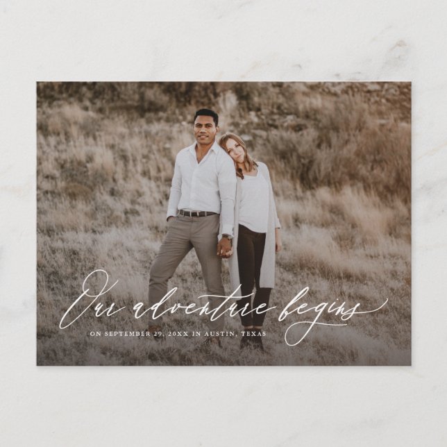 Cartão Postal De Anúncio Enviando Cartão-Postal para Salvar Data (Frente)