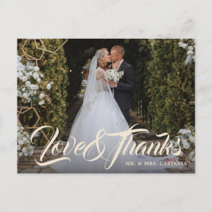 Cartão Postal De Anúncio Esboço Chique Amor e Obrigado Script Foto