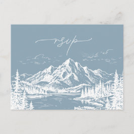 Cartão Postal De Anúncio Esboço de Paisagem de Destino Resposta RSVP