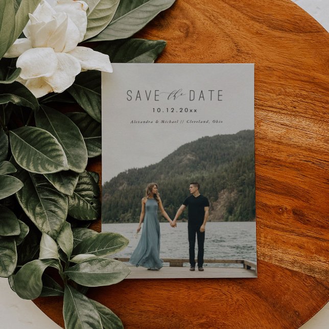 Cartão Postal De Anúncio Escrevendo Moderno Guardar Cartão-Postal de Data (Criador carregado)