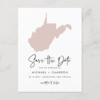 Escrita Blush Pink West Virginia Map Script Salvar