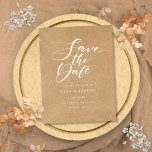 Cartão Postal De Anúncio Escrito Minimalista Rustic Kraft Salvar a Data<br><div class="desc">Este minimalista guardar a ficha de data apresenta um script elegante que salva a data acima de seus detalhes definida em tipografia elegante em um fundo kraft rústico. Projetado por Thisnotme©</div>