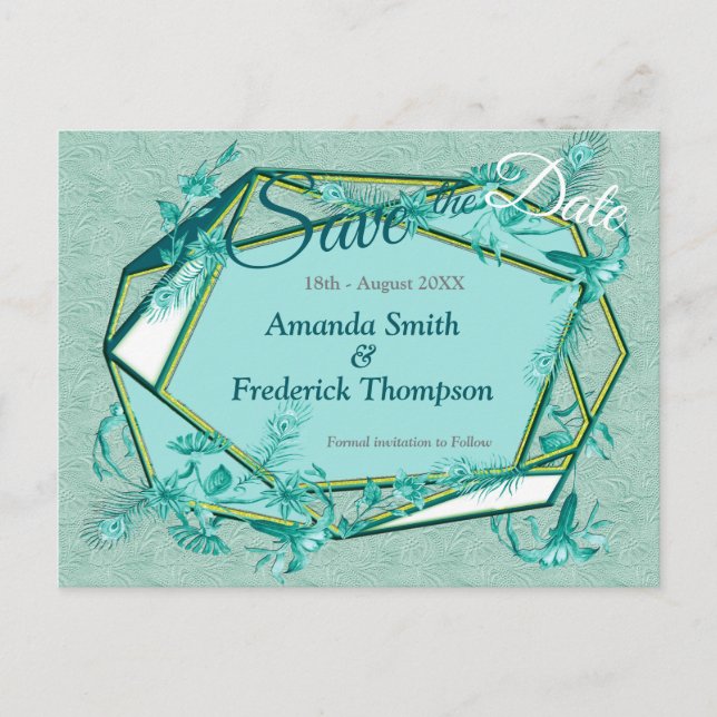 Cartão Postal De Anúncio Esmeralda verde em um fundo texturizado de escultu (Frente)