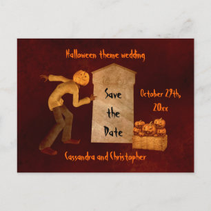 Cartão Postal De Anúncio Espantalho da cabeça de abóbora