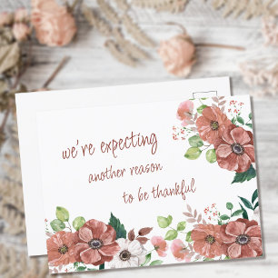 Cartão Postal De Anúncio Esperando Bebê de Outono Flores de Outono Gravidez