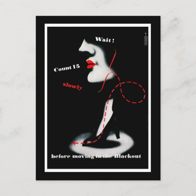 Cartão Postal De Anúncio Espere ~ antes de se mover no apagão (Frente)