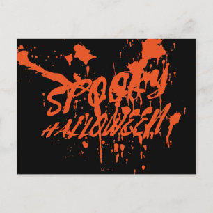 Cartão Postal De Anúncio Espirro de Halloween Assustador Vermelho Laranja R