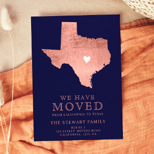 Cartão Postal De Anúncio Estado do Texas mapa marinho azul rosa ouro em mov